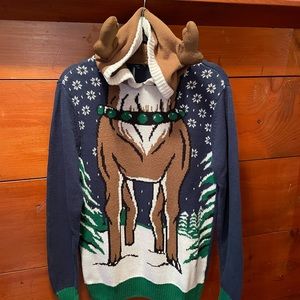 Hooded Reindeer Ugly Sweater unisex size medium